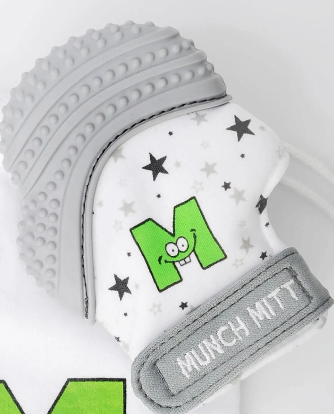 Munch Mitt Teething Mitten - Grey Stars