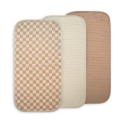 Mushie Changing Pad Liner 3-Pack - Check Combo