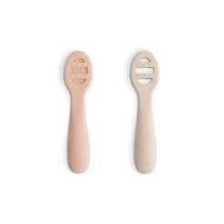 Mushie First Feeding Baby Spoons 2-Pack - Blush / Shifting Sand