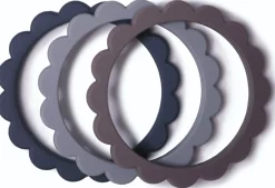 Mushie Flower Teething Bracelet 3-Pack - Steel/Dove Gray/Stone