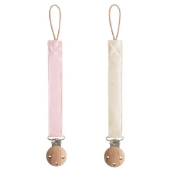 Mushie Linen Pacifier Clip 2-Pack - Blush / Cream