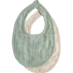 Mushie Muslin Bib 2-Pack - Roman Green / Fog