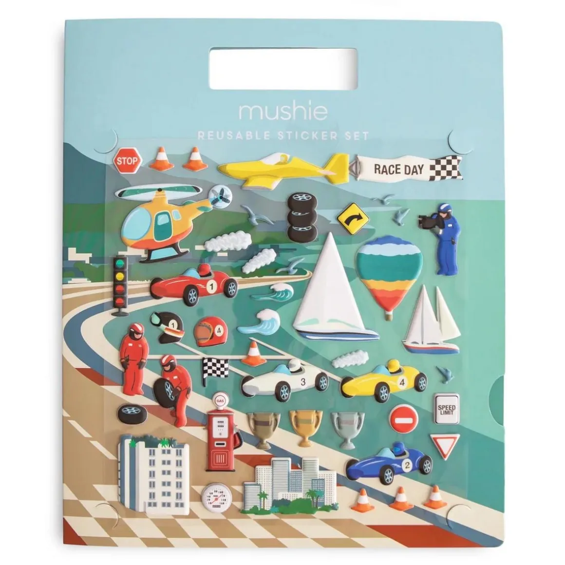 Mushie Reusable Sticker Set - Race Cars