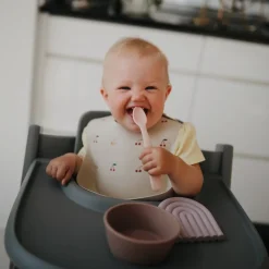 Mushie Silicone Feeding Spoon - Blush / Shifting Sand