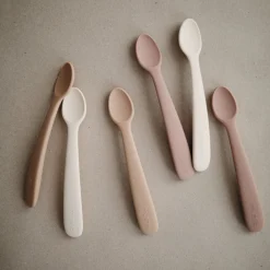 Mushie Silicone Feeding Spoon - Blush / Shifting Sand