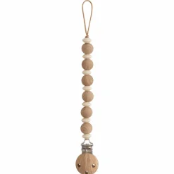 Mushie Silicone Pacifier Clip - Luna Faux Wood