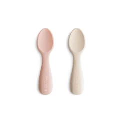 Mushie Silicone Toddler Starter Spoons 2-Pack - Blush / Shifting Sand
