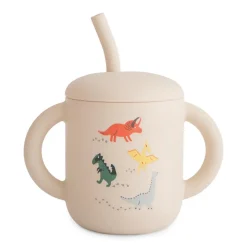 Mushie Silicone Training Cup + Straw - Dinosaurs