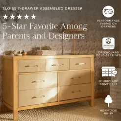 Namesake Eloise 7-Drawer Assembled Dresser - Honey and Performance Sand Eco-Weave