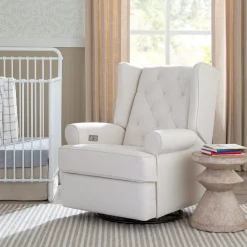 Namesake Harbour Electronic Swivel Glider Recliner w/USB - Performance Cream Eco-Weave
