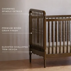 Namesake Liberty 3-in-1 Convertible Spindle Crib w/Toddler Bed Conversion Kit - Natural Walnut