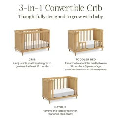 Namesake Marin w/ Cane 3-in-1 Convertible Crib - Honey / Honey Cane