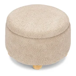 Namesake Tuffet Storage Ottoman - Chai Shearling with Honey Ball Feet