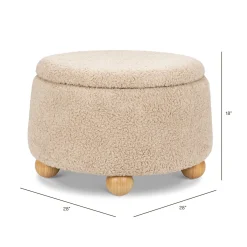 Namesake Tuffet Storage Ottoman - Chai Shearling with Honey Ball Feet