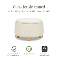 Namesake Tuffet Storage Ottoman - Performance Ivory Boucle with Honey Ball Feet