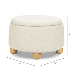 Namesake Tuffet Storage Ottoman - Performance Ivory Boucle with Honey Ball Feet