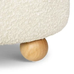 Namesake Tuffet Storage Ottoman - Performance Ivory Boucle with Honey Ball Feet