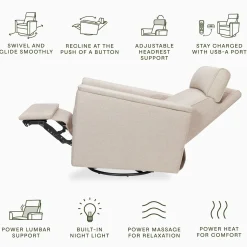 Namesake Willa Deluxe Power Glider Recliner w/ Heat & Massage - Performance Beach Eco-Weave