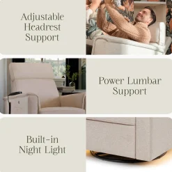 Namesake Willa Deluxe Power Glider Recliner w/ Heat & Massage - Performance Beach Eco-Weave