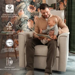 Namesake Willa Deluxe Power Glider Recliner w/ Heat & Massage - Performance Beach Eco-Weave