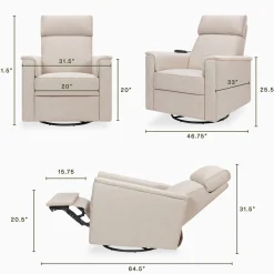 Namesake Willa Deluxe Power Glider Recliner w/ Heat & Massage - Performance Beach Eco-Weave