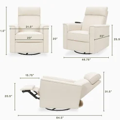 Namesake Willa Deluxe Power Glider Recliner w/ Heat & Massage - Performance Ivory Boucle