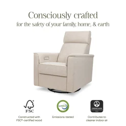 Namesake Willa Plus Electric Glider Recliner w/ Electric Headrest - Performance Beach Eco-Weave