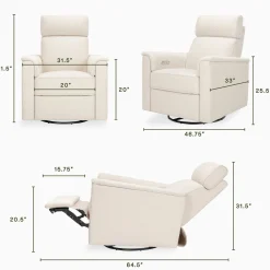 Namesake Willa Plus Electric Glider Recliner w/ Electric Headrest - Performance Ivory Boucle