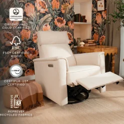 Namesake Willa Pro Power Recliner and Swivel Glider with Power Headrest, Lumbar & Light - Performance Cream Eco-Weave