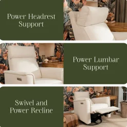 Namesake Willa Pro Power Recliner and Swivel Glider with Power Headrest, Lumbar & Light - Performance Cream Eco-Weave