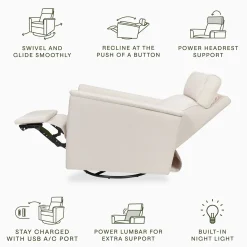 Namesake Willa Pro Power Recliner and Swivel Glider with Power Headrest, Lumbar & Light - Performance Cream Eco-Weave