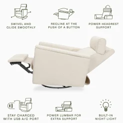 Namesake Willa Pro Power Recliner and Swivel Glider with Power Headrest, Lumbar & Light - Performance Ivory Boucle