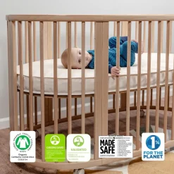 Naturepedic Organic Cotton Oval Crib Mattress with Breathable Cover for Stokke Sleepi V3