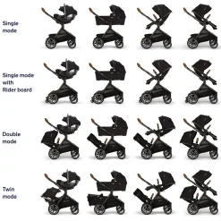 Nuna DEMI Next Double Stroller with Rider Board Bundle - Caviar