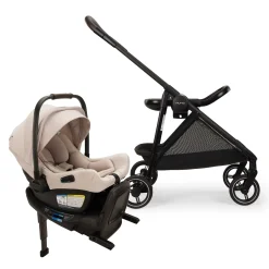 Nuna Flex System Frame + PIPA Aire RX Travel System Bundle - Biscotti