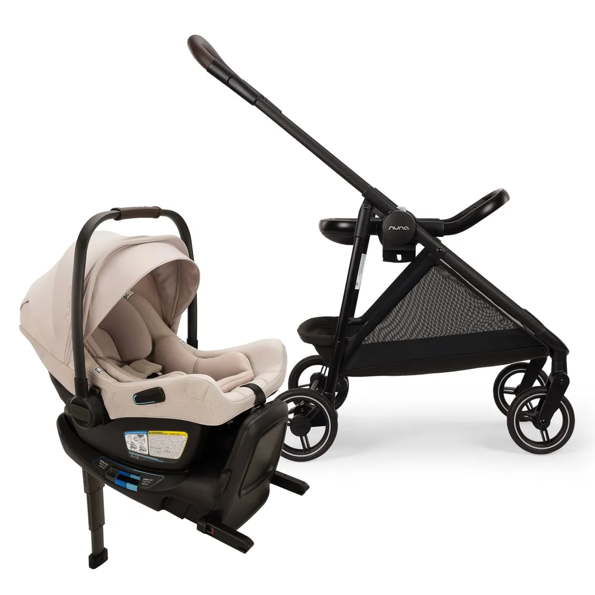 Nuna Flex System Frame + PIPA Aire RX Travel System Bundle - Biscotti
