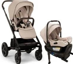 Nuna MIXX Next with Magnetic Buckle + PIPA Aire RX Travel System Bundle - Biscotti / Biscotti