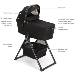 Nuna MIXX Series Bassinet + Stand (Folds with Stroller) - Caviar