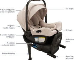 Nuna PIPA Aire RX Infant Car Seat + PIPA RELX Base with Load Leg - Biscotti