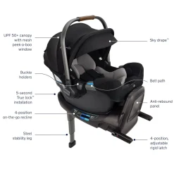 Nuna PIPA RX Infant Car Seat + RELX Base with Load Leg - Caviar / Cognac