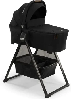 Nuna SWIV Stroller + TRIV & SWIV Bassinet + Stand Bundle - Chai / Caviar