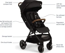 Nuna TRVL LX Self-Folding Compact Stroller - Caviar