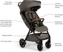 Nuna TRVL LX Self-Folding Compact Stroller - Granite