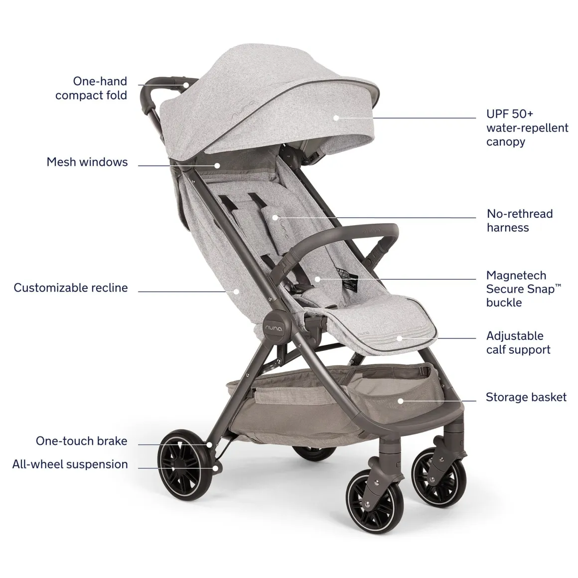 Nuna TRVL Self-Folding Compact Stroller - Sterling