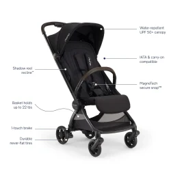 Nuna VIAA cabn Lightweight & Compact Stroller - Caviar