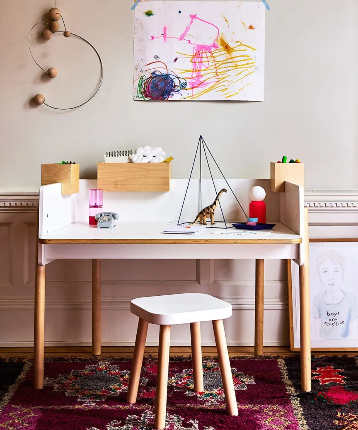 Oeuf Square Stool - White/Birch