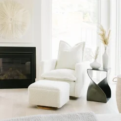 Oilo Small Stationary Rectangle Ottoman With Wood Base