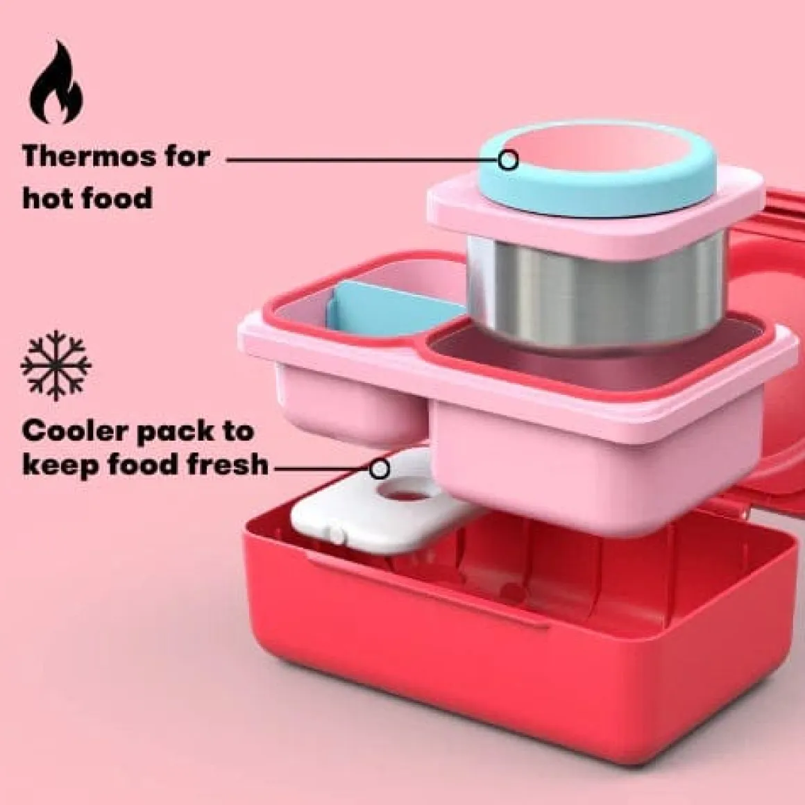 Omie Life OmieBox UP Insulated Bento Box (9+ years) - Cherry Pink