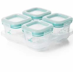 OXO Tot Glass Baby Blocks Freezer Storage Containers, 4 Oz - Teal