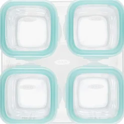OXO Tot Glass Baby Blocks Freezer Storage Containers, 4 Oz - Teal